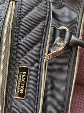 Kenneth Cole Reaction Quilted Black Travel Bag with Gold Trim